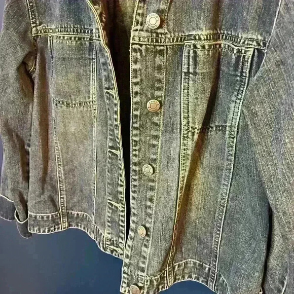 Chico’s Design Y2K Vintage 80’s 90’s Denim‎ Jean Jacket Woman’s Size 1 Med Wash - Picture 3 of 10